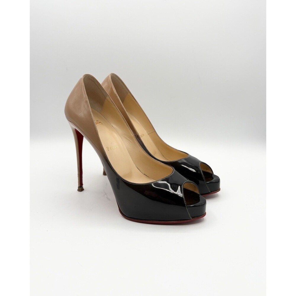 Christian Louboutin Beige & Black Patent Leather Ombre Platform Heels EU 39 - Picture 3 of 16